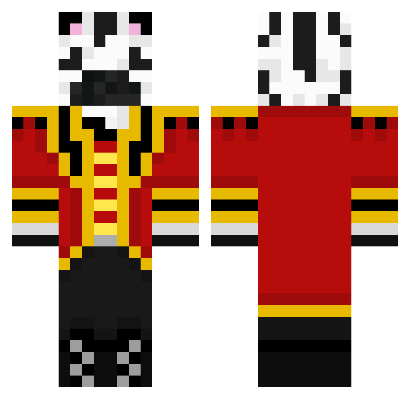 W0lfclaws Minecraft skin, front and back view