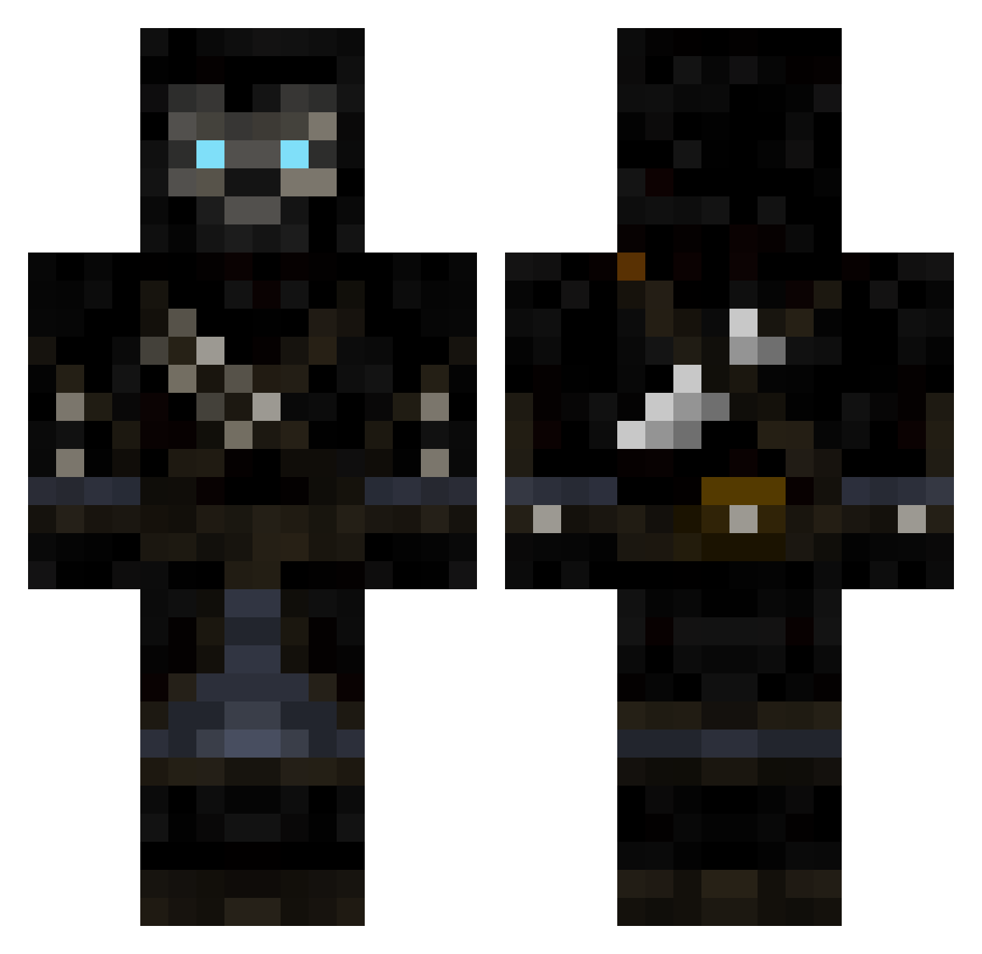 Breached Minecraft skin, front and back view