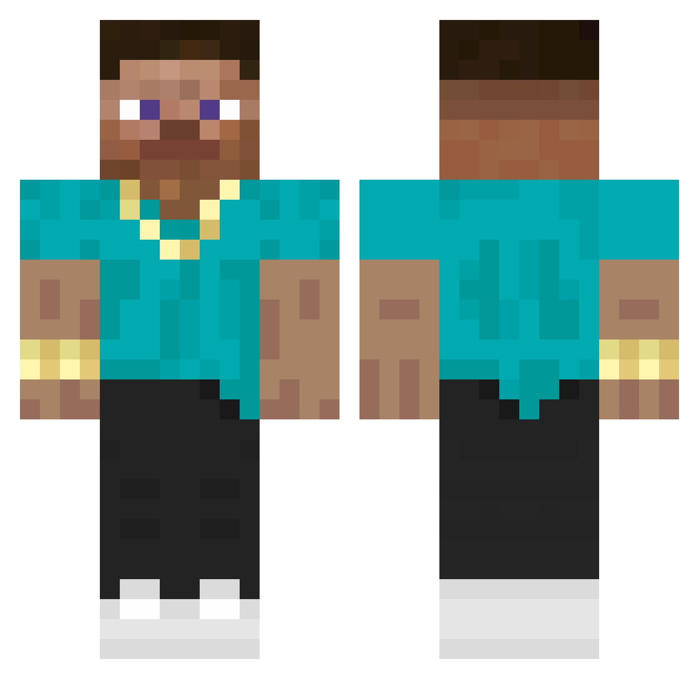 Valuably Minecraft skin, front and back view