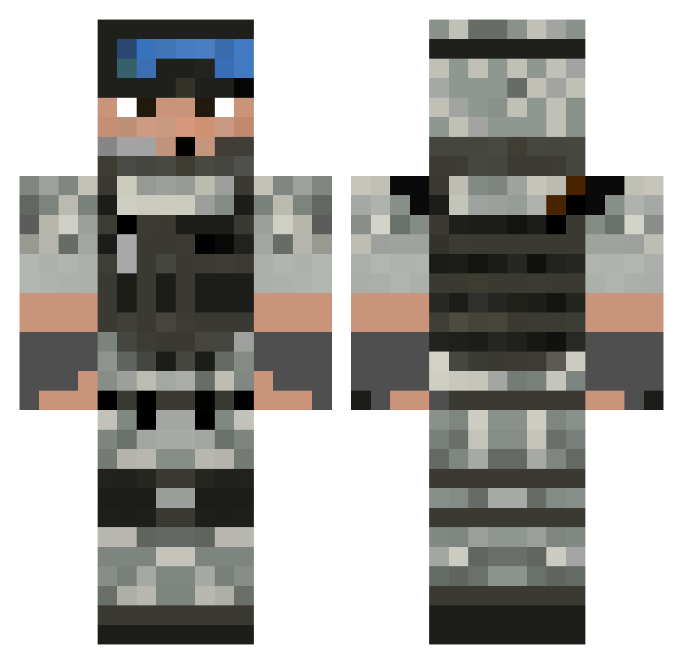 PinguinSybrensko Minecraft skin, front and back view