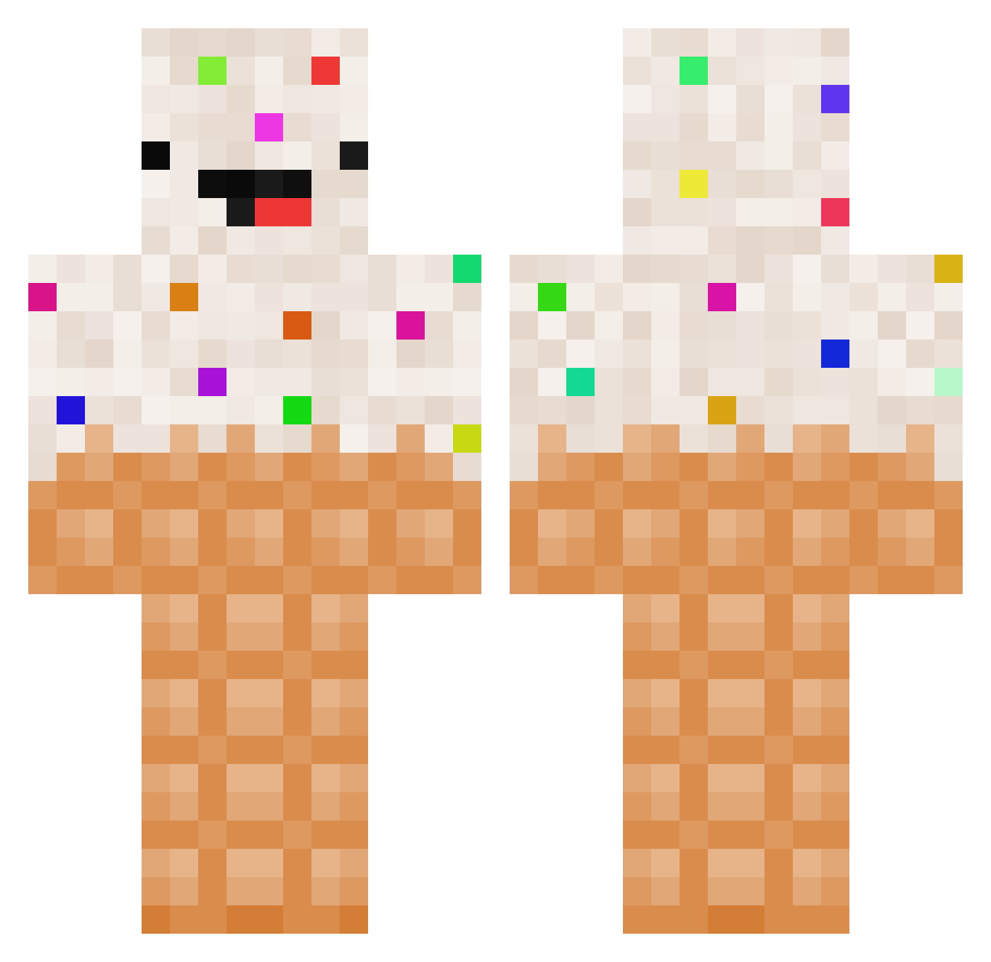 Zlyphy Minecraft skin, front and back view