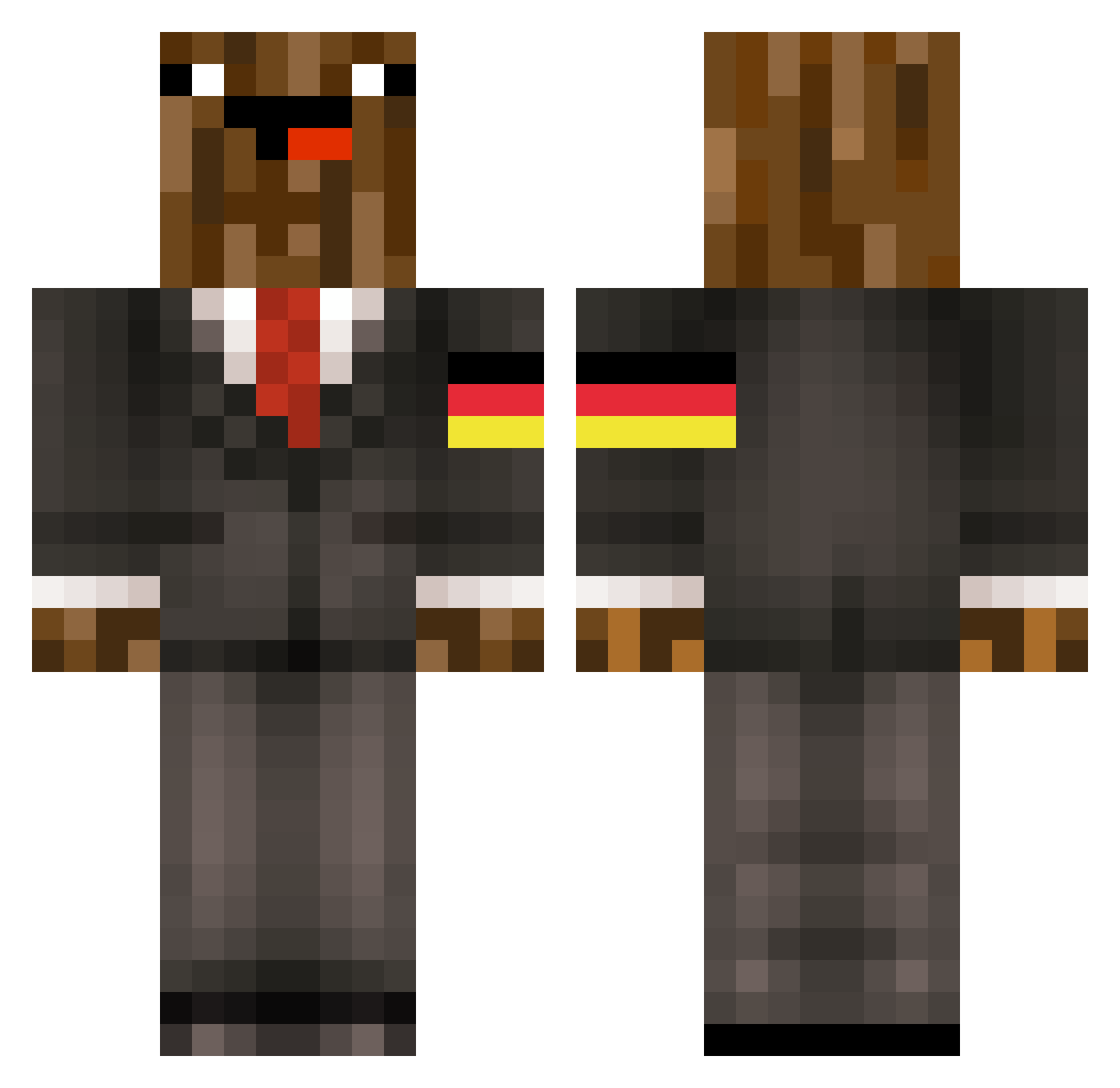 FuzzelNinja Minecraft skin, front and back view