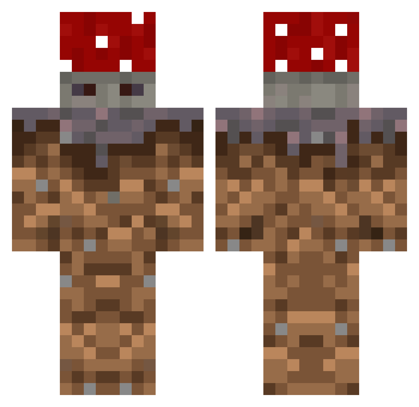 UnusualDread Minecraft skin, front and back view