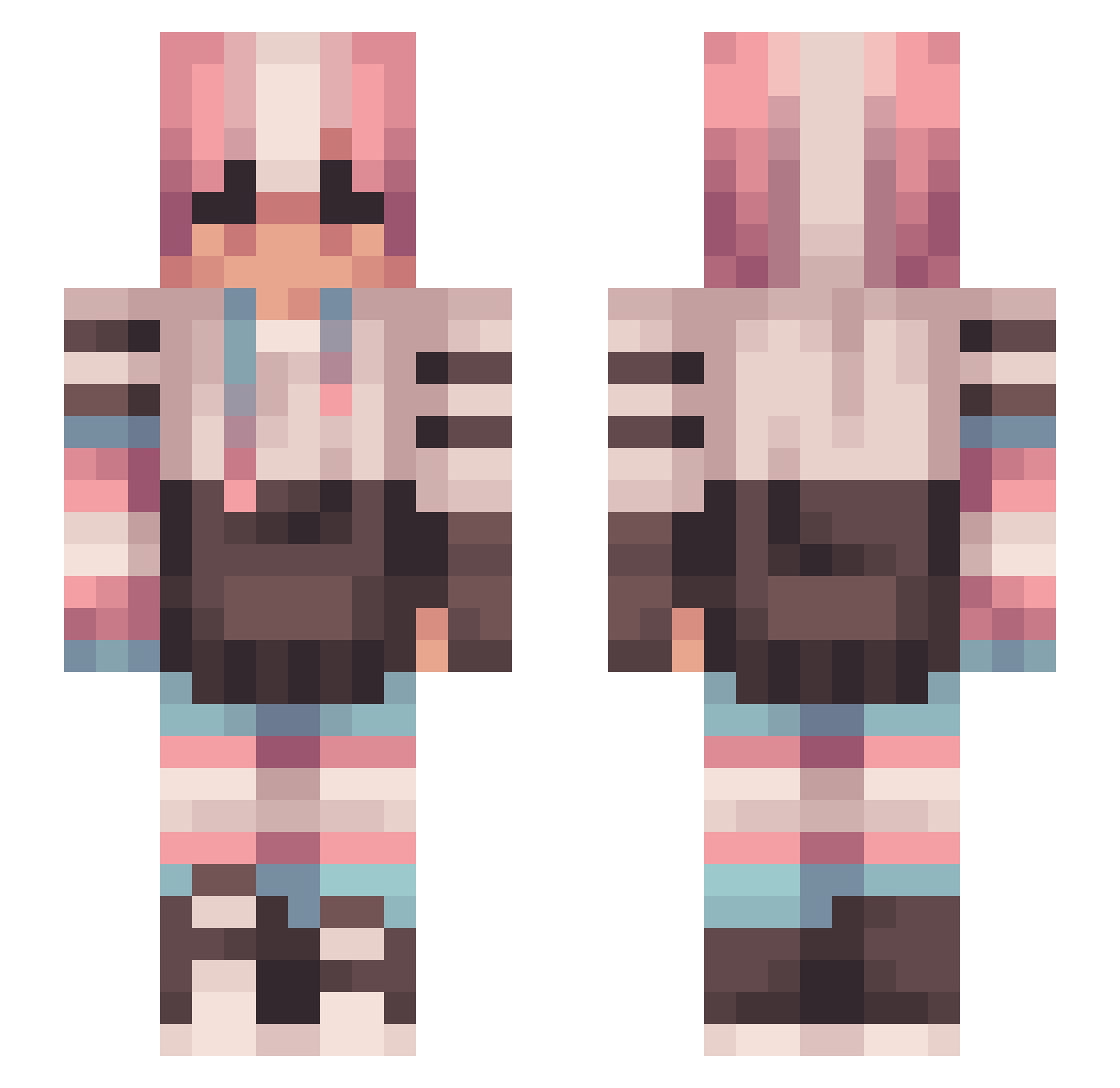 Vampfie Minecraft skin, front and back view