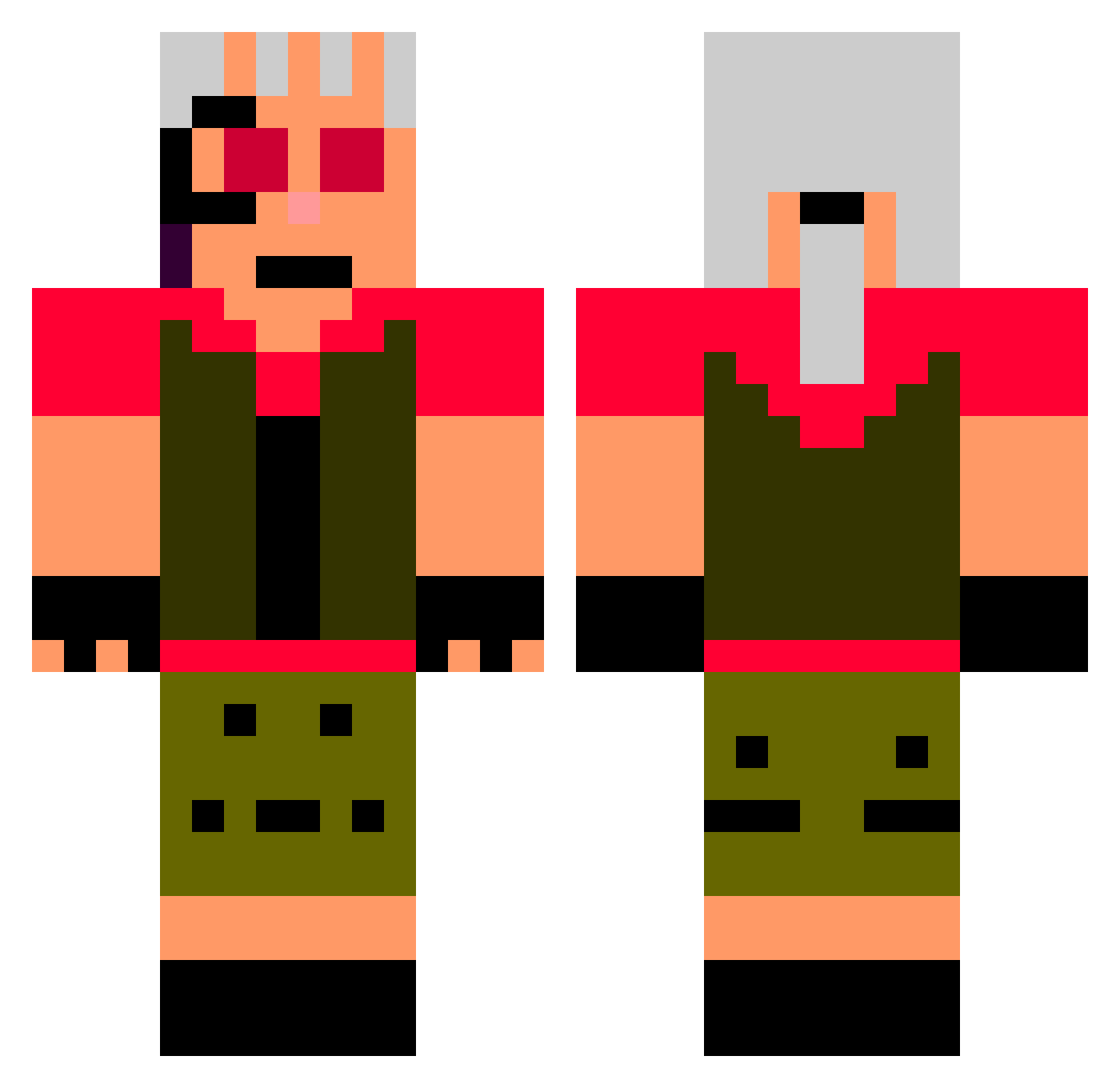 Rheme Minecraft skin, front and back view
