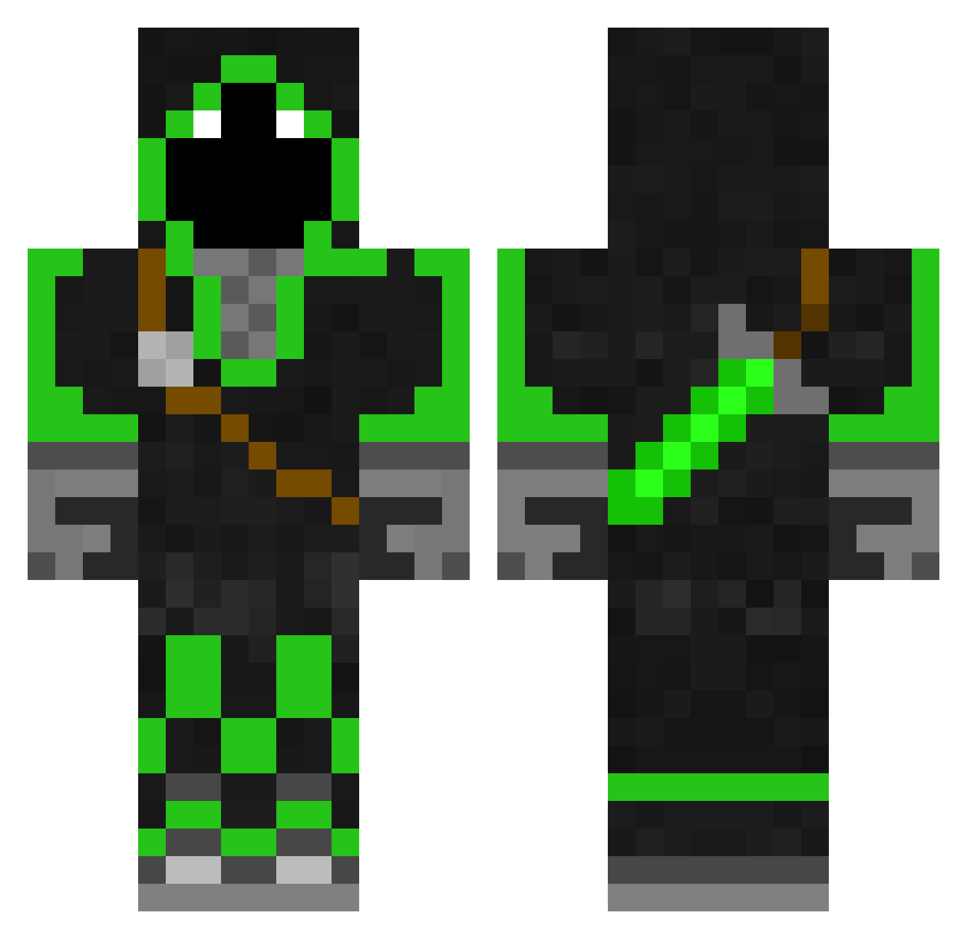 MrPlanty Minecraft skin, front and back view