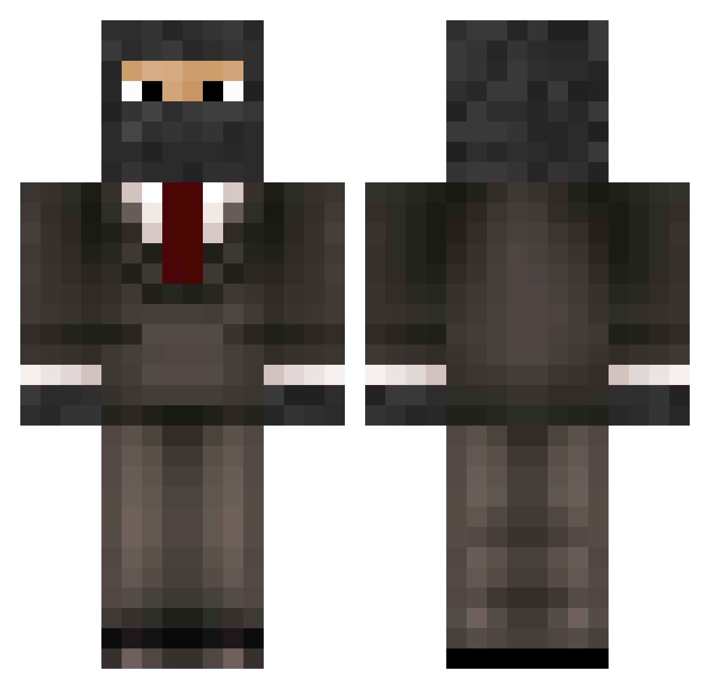 Huliowk Minecraft skin, front and back view