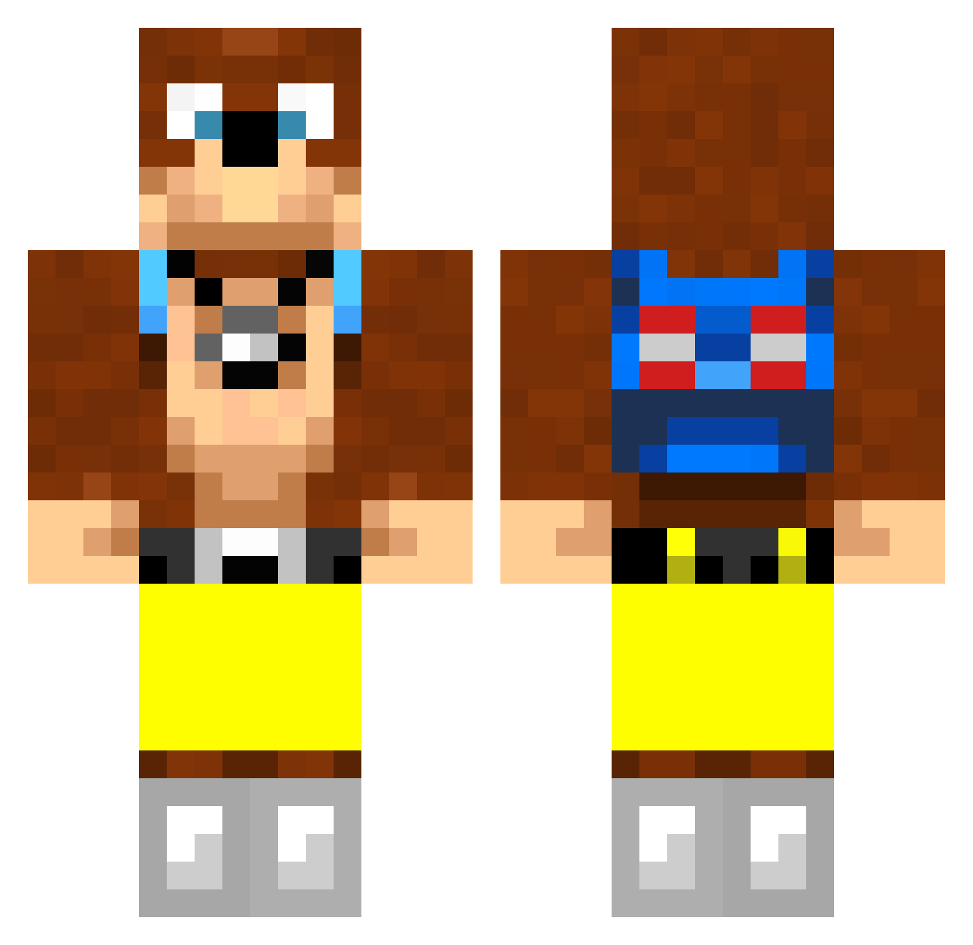 raresptna Minecraft skin, front and back view