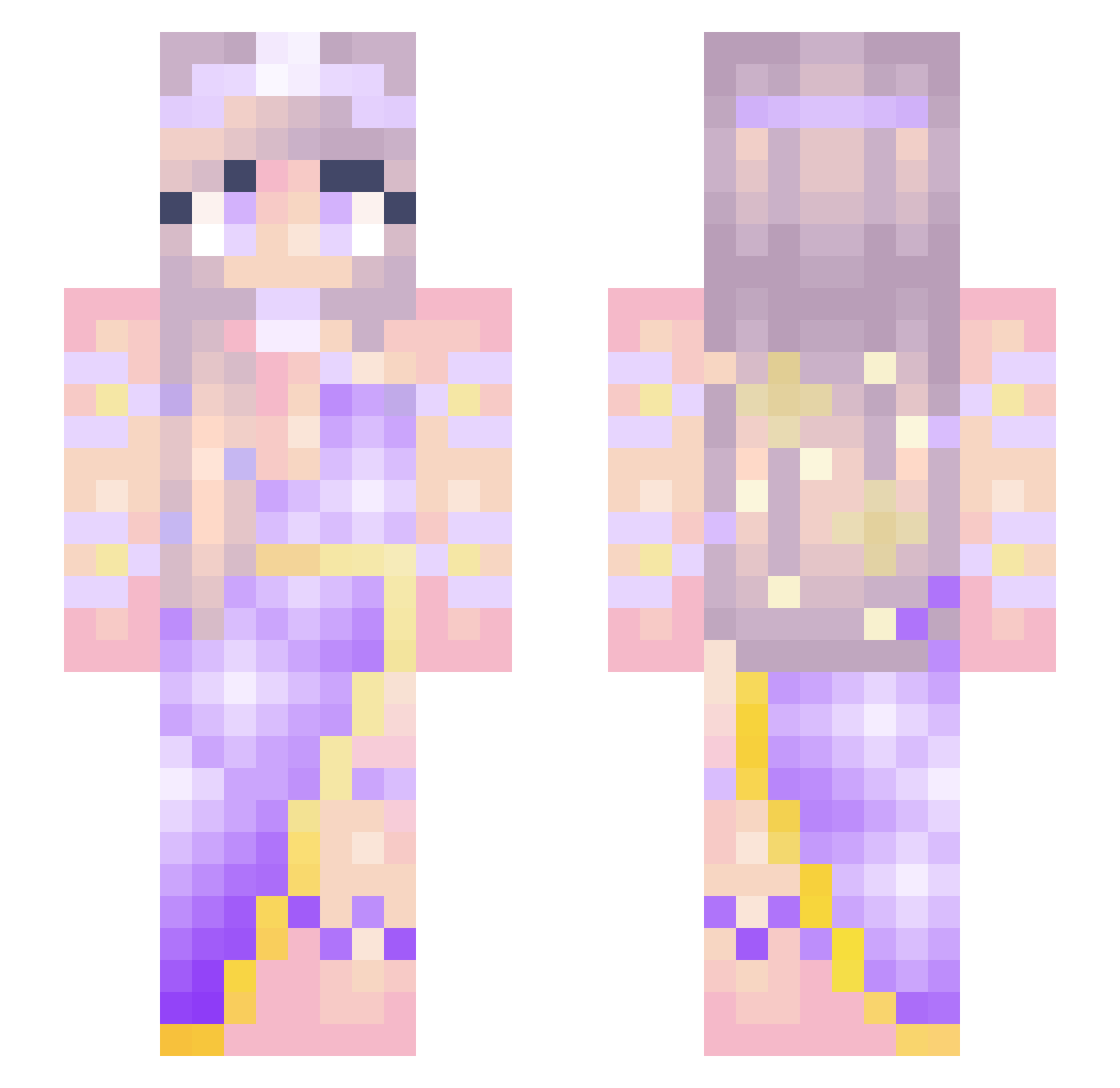 Hannaih Minecraft skin, front and back view