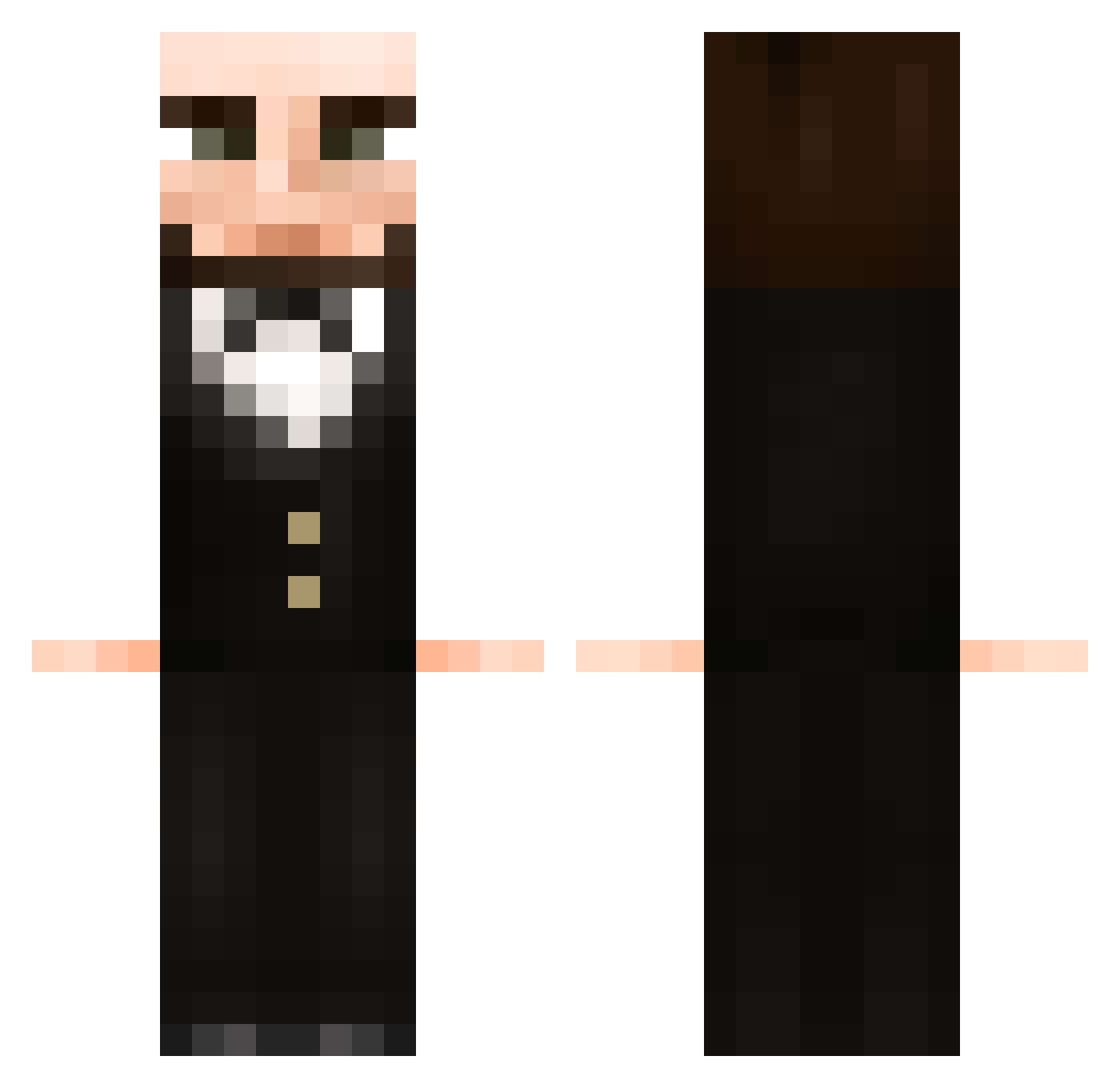 Tying Minecraft skin, front and back view