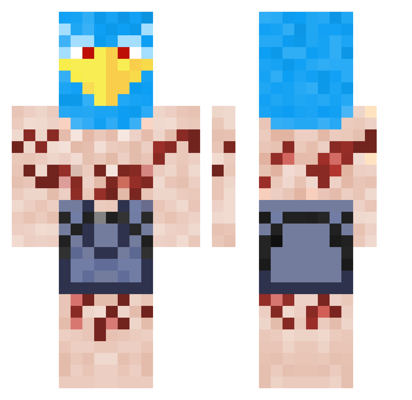 NPzin Minecraft skin, front and back view