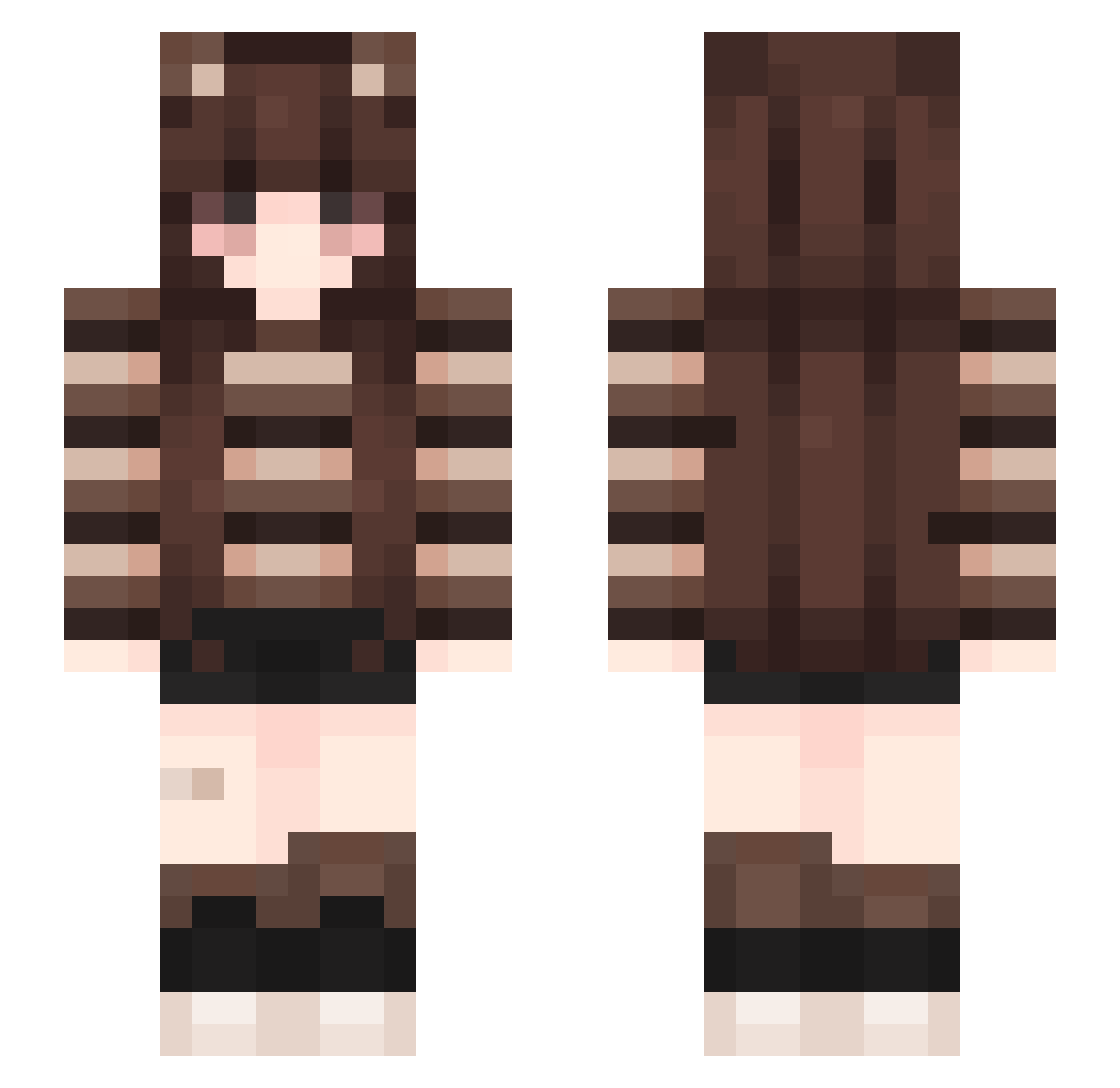 OlicaPlays Minecraft skin, front and back view