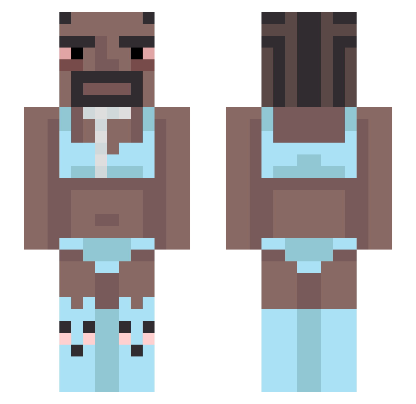 Chorme_CPVP Minecraft skin, front and back view