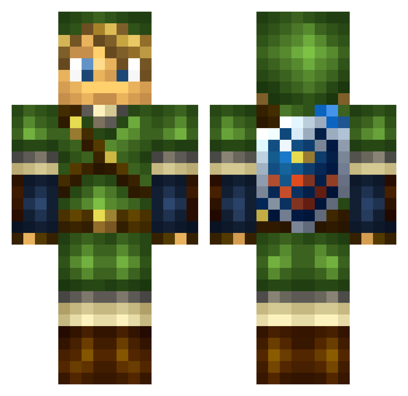 Alvarees Minecraft skin, front and back view