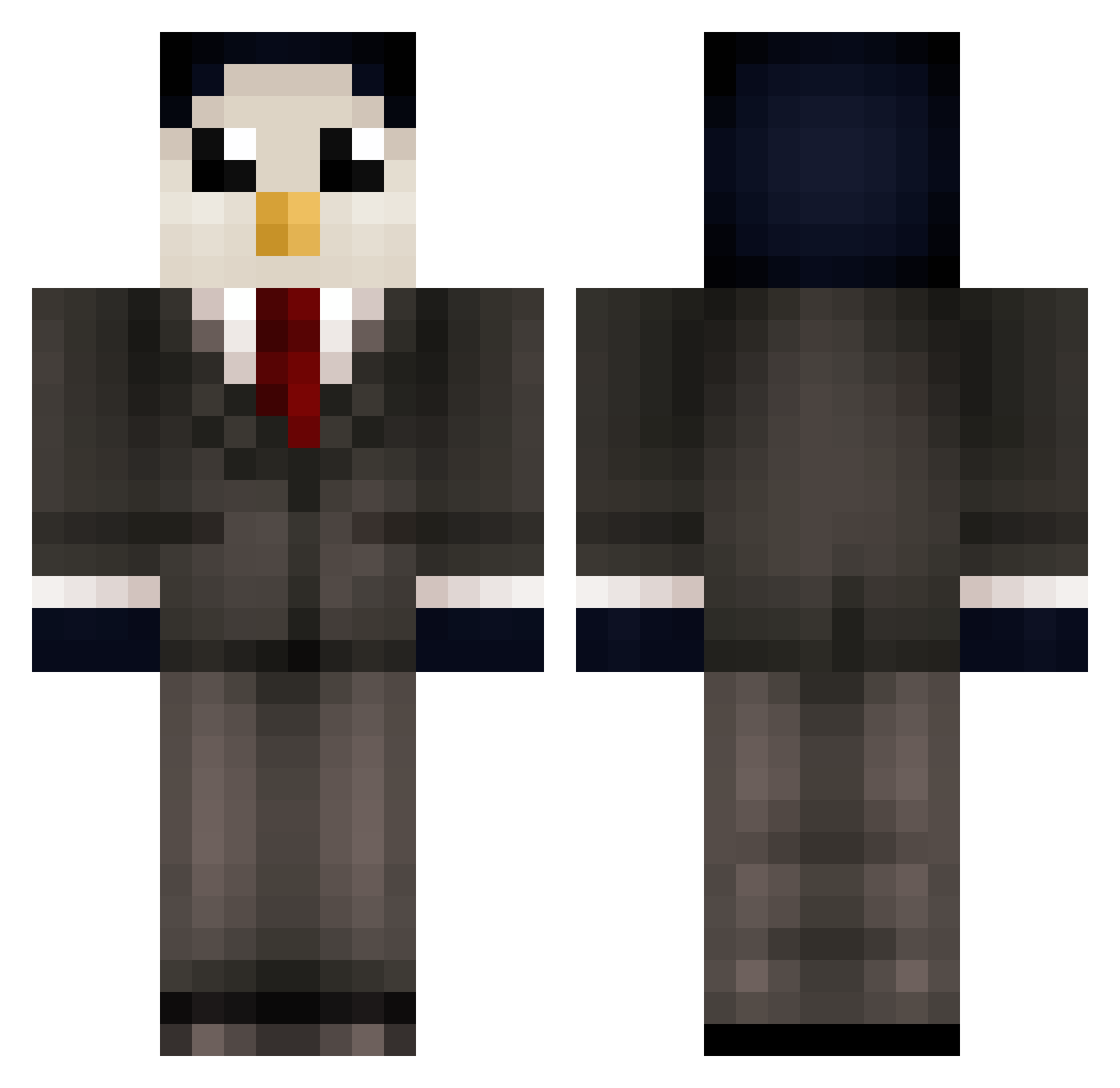 WildtimeMario13 Minecraft skin, front and back view