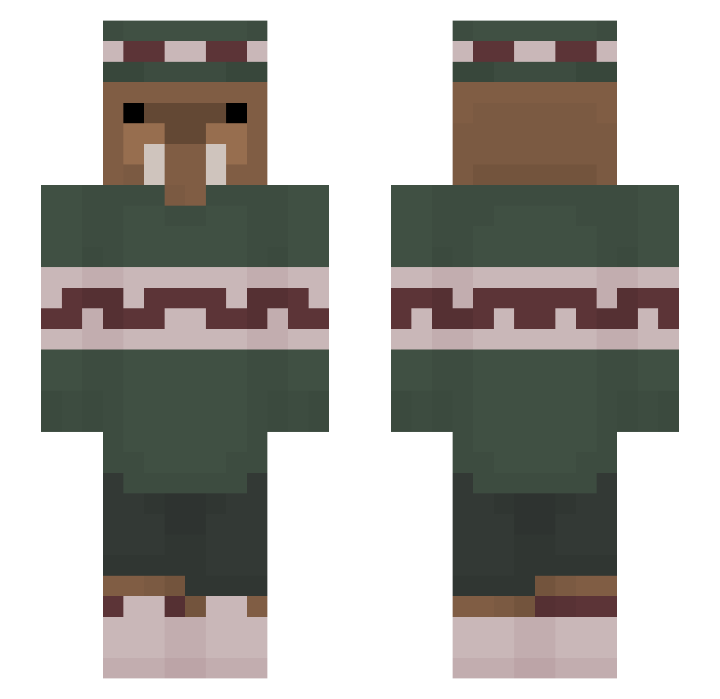 captavation Minecraft skin, front and back view
