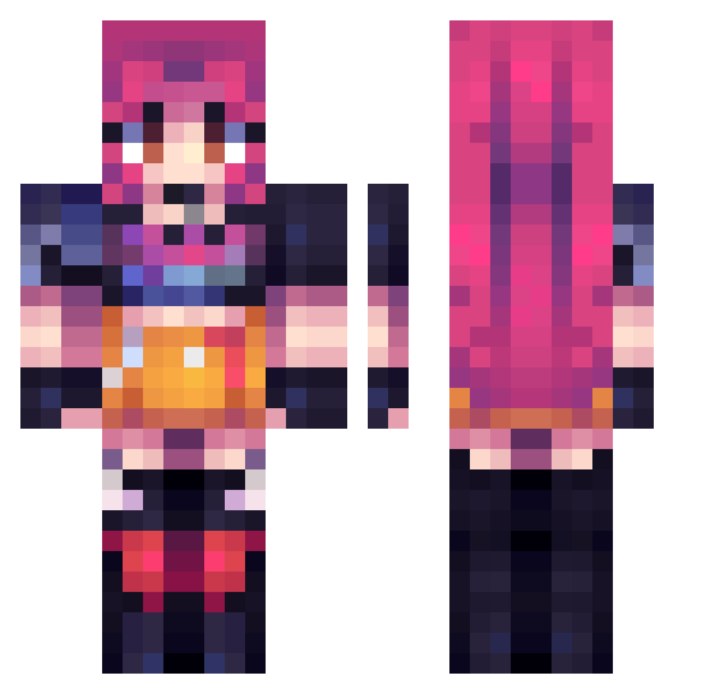 SupremeSeggsKai Minecraft skin, front and back view
