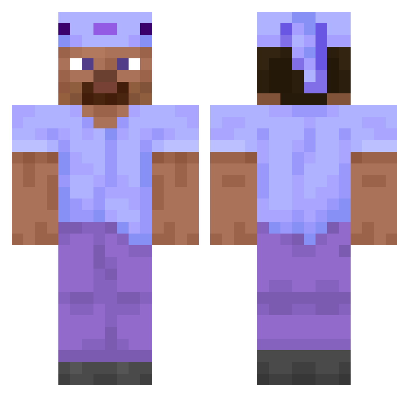 sus_noah Minecraft skin, front and back view