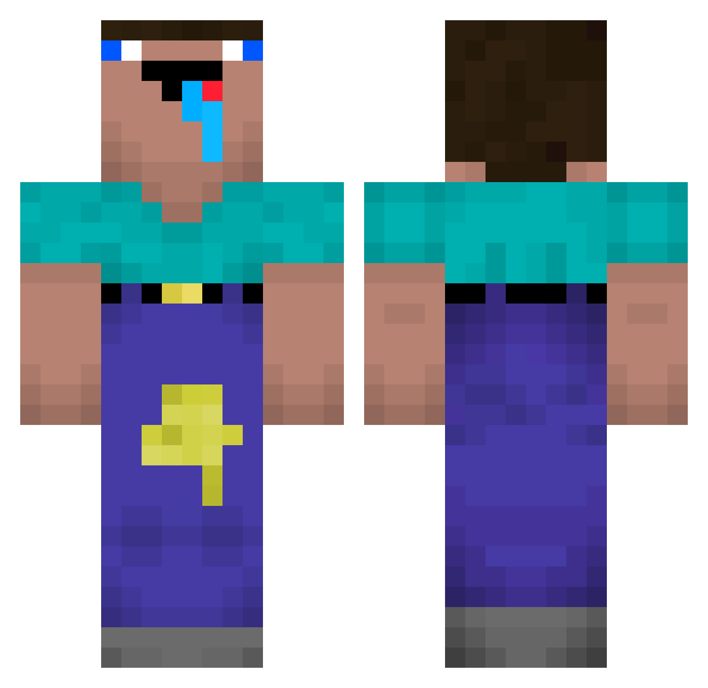 Shegglington Minecraft skin, front and back view