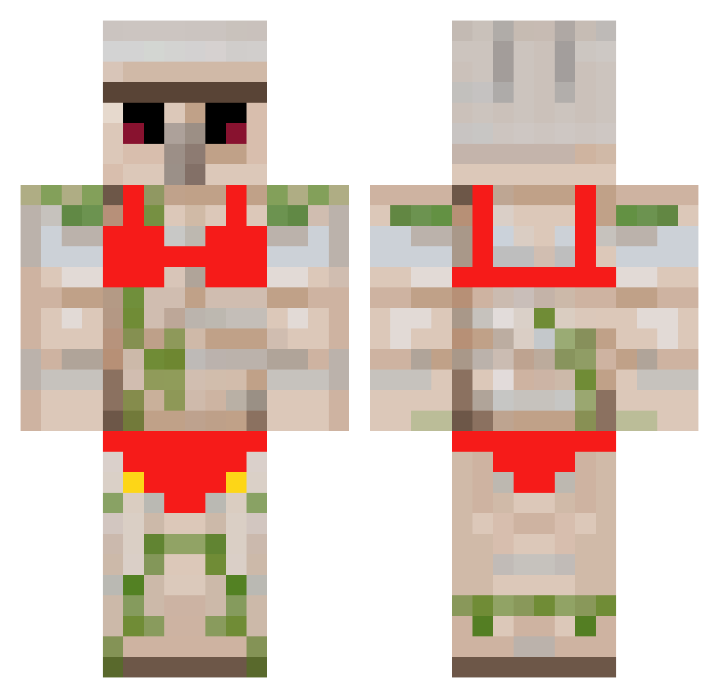 Evanturtle Minecraft skin, front and back view