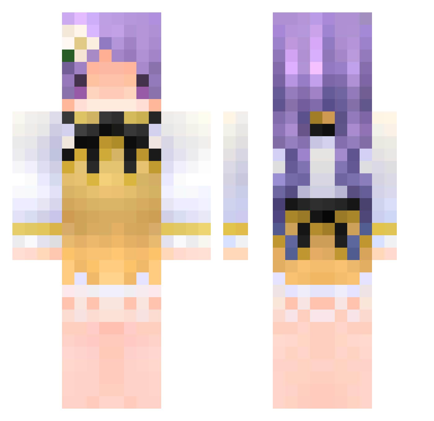 karamu Minecraft skin, front and back view