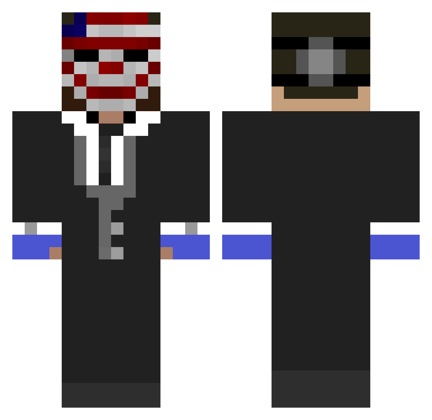 SuperCharged Minecraft skin, front and back view