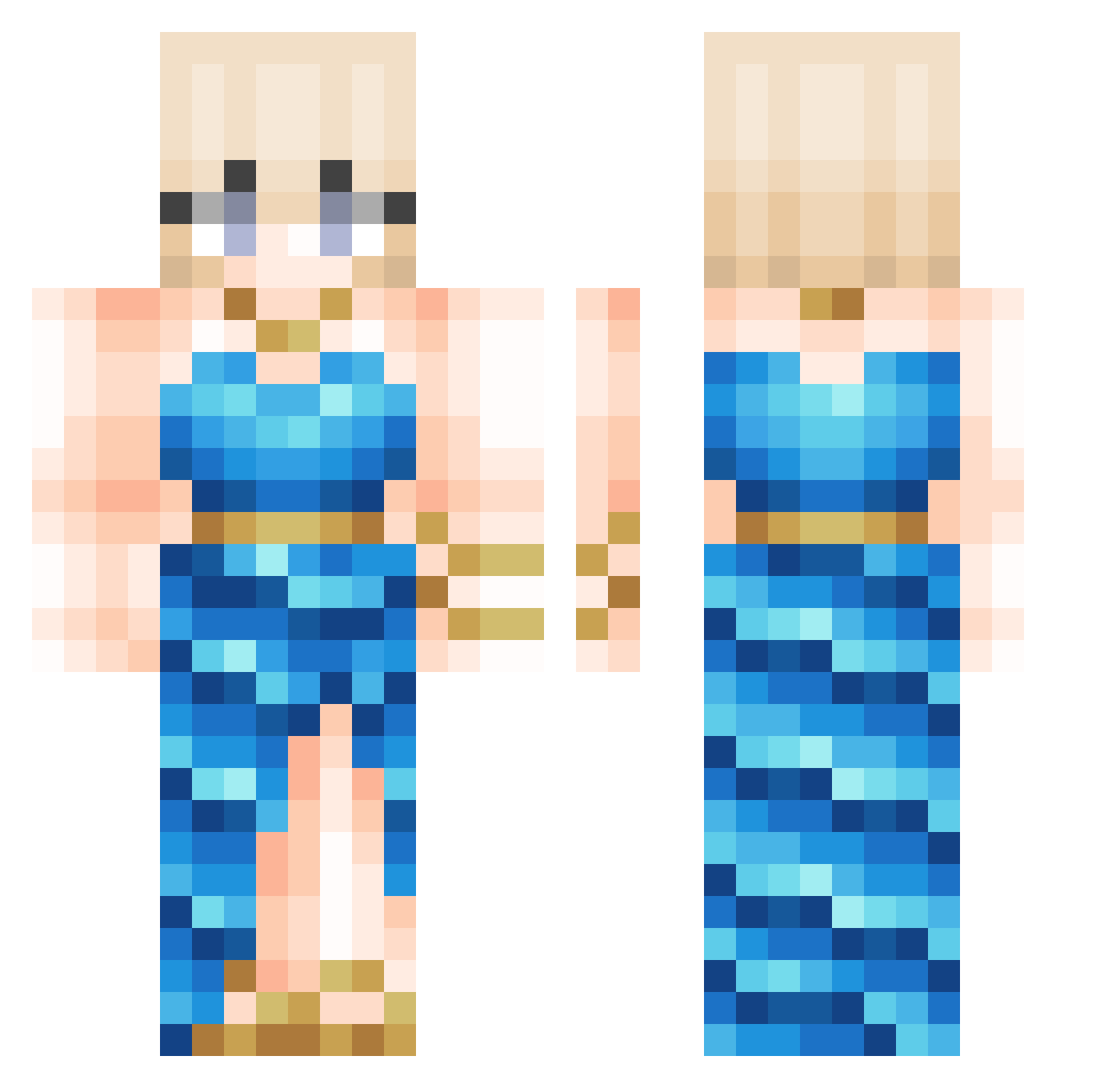 Kylwe Minecraft skin, front and back view