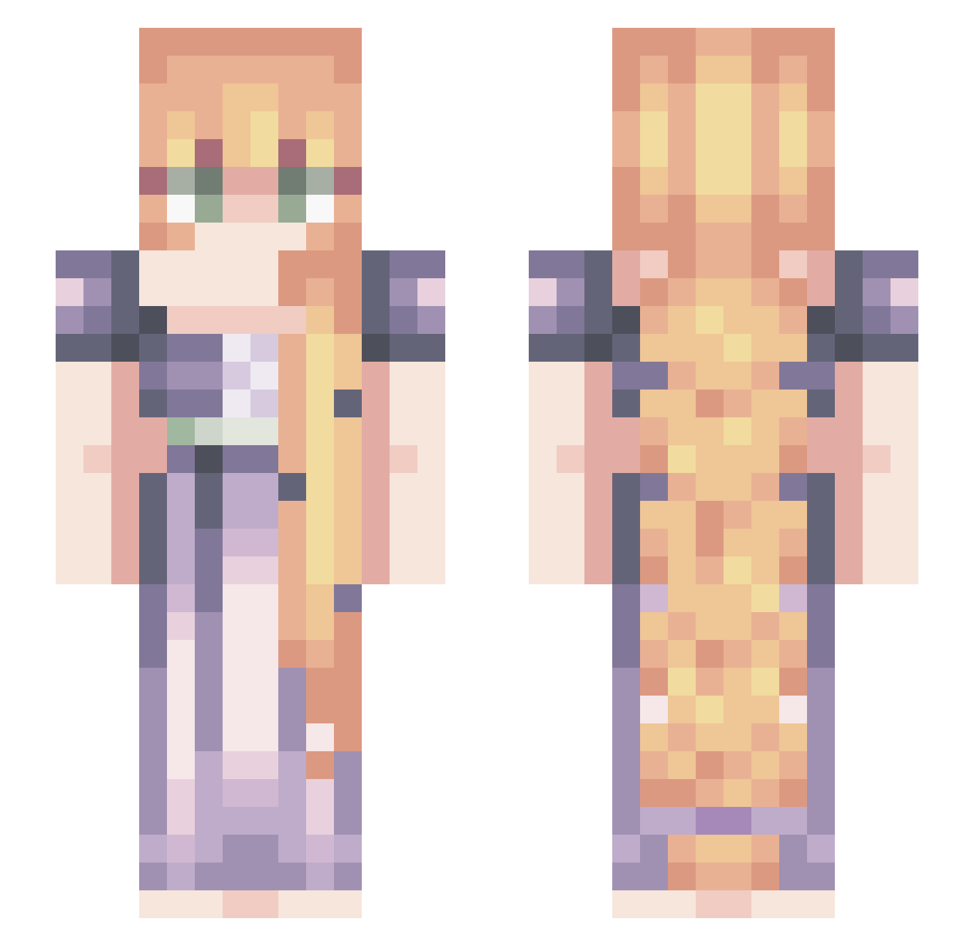 Pamzoca Minecraft skin, front and back view