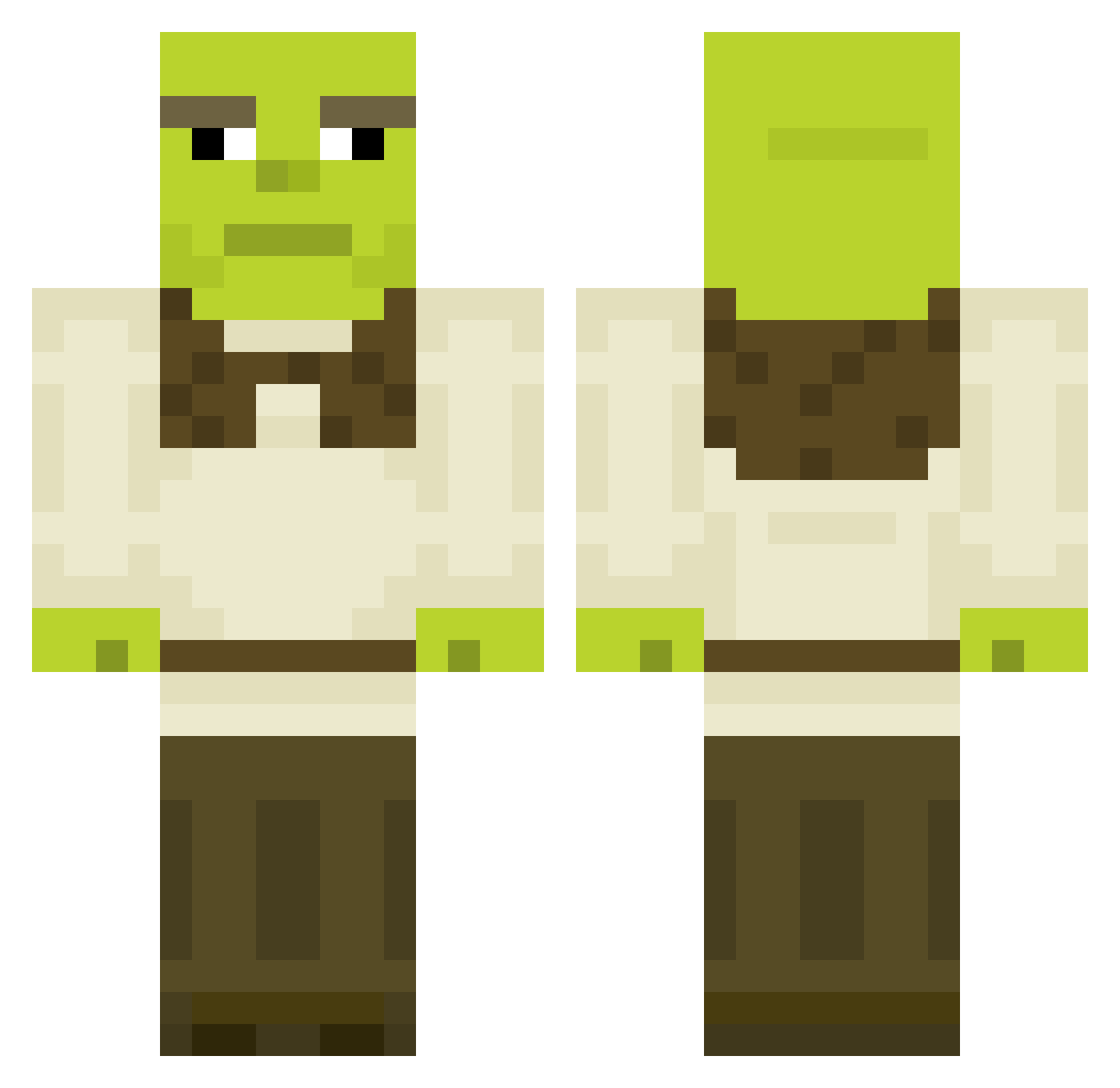 Hubabu Minecraft skin, front and back view