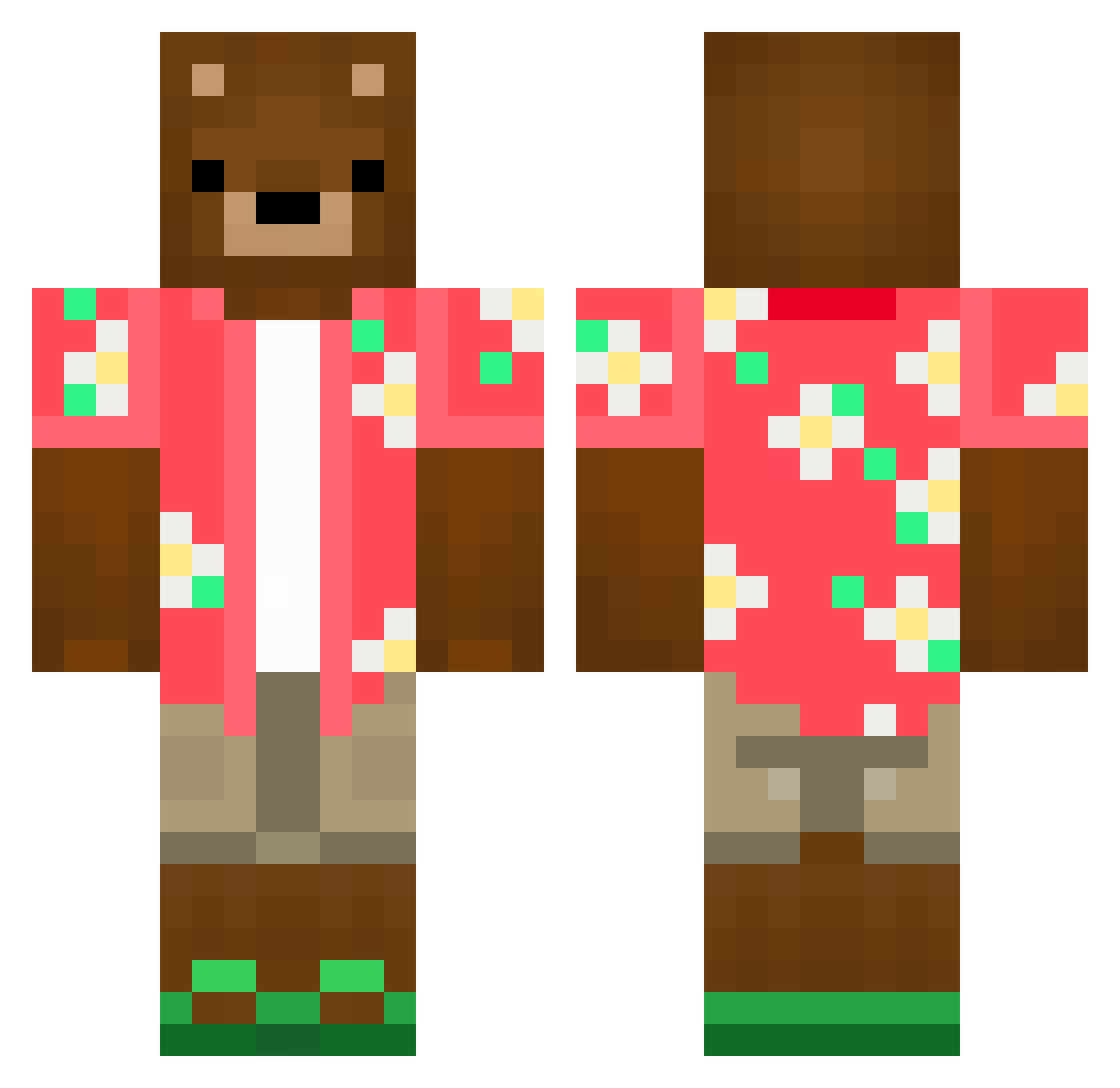 Prazu Minecraft skin, front and back view