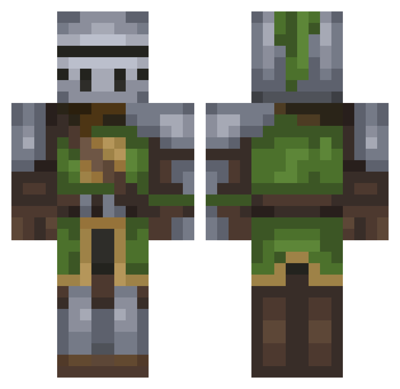 wreakers Minecraft skin, front and back view