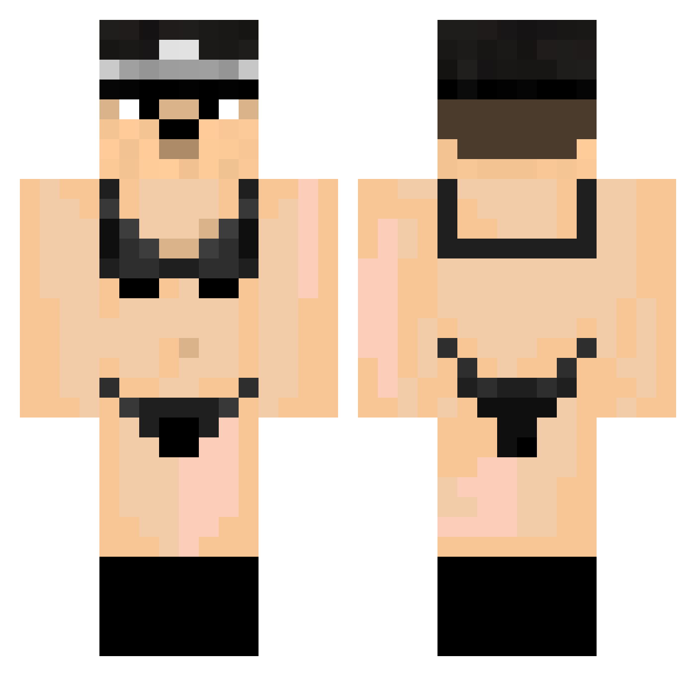 Pepedron Minecraft skin, front and back view