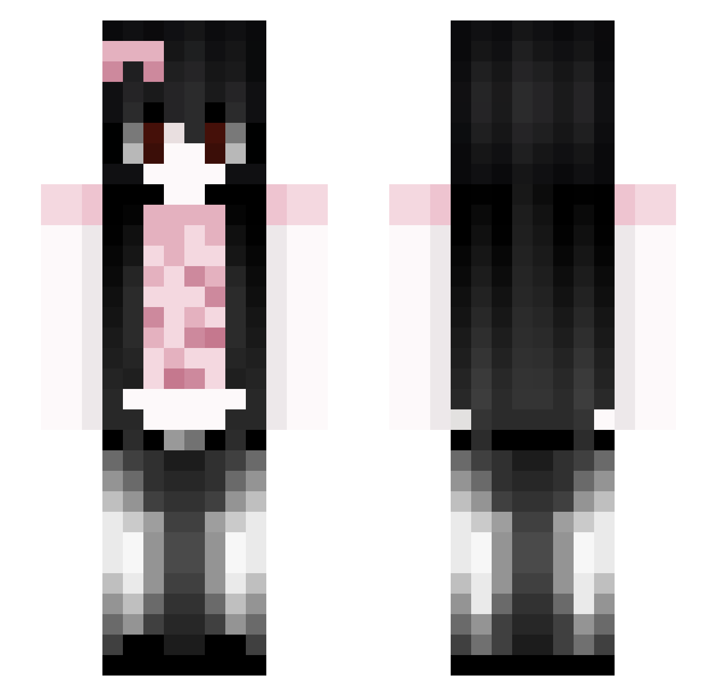 crucifixied Minecraft skin, front and back view