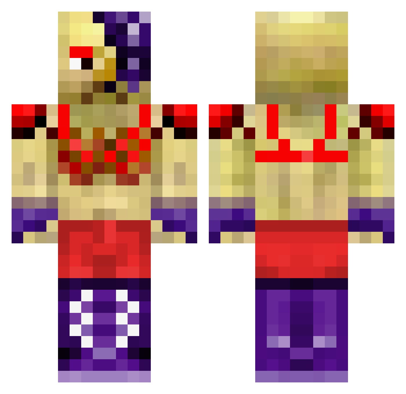Xina Minecraft skin, front and back view