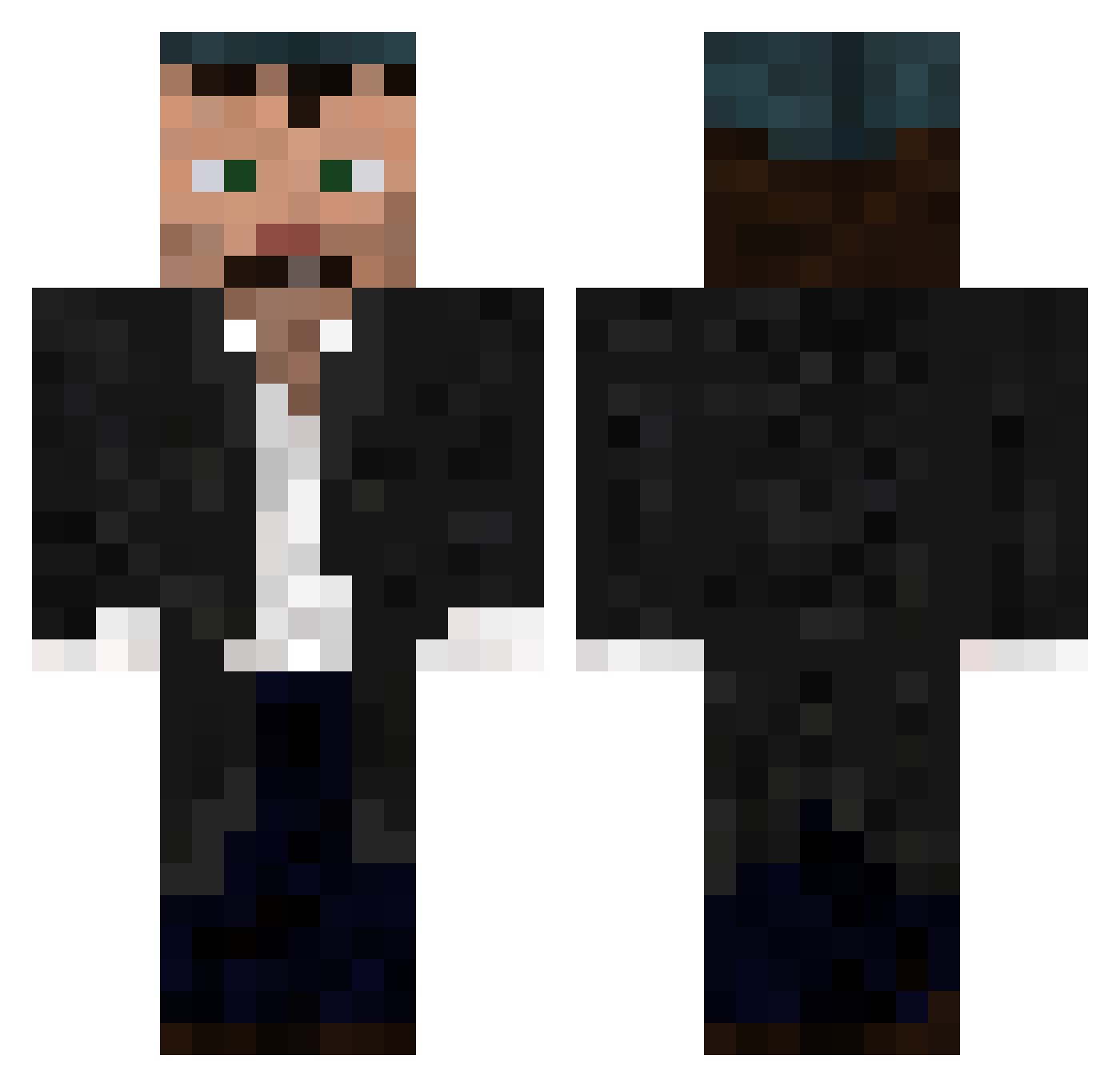 Fangtooth Minecraft skin, front and back view