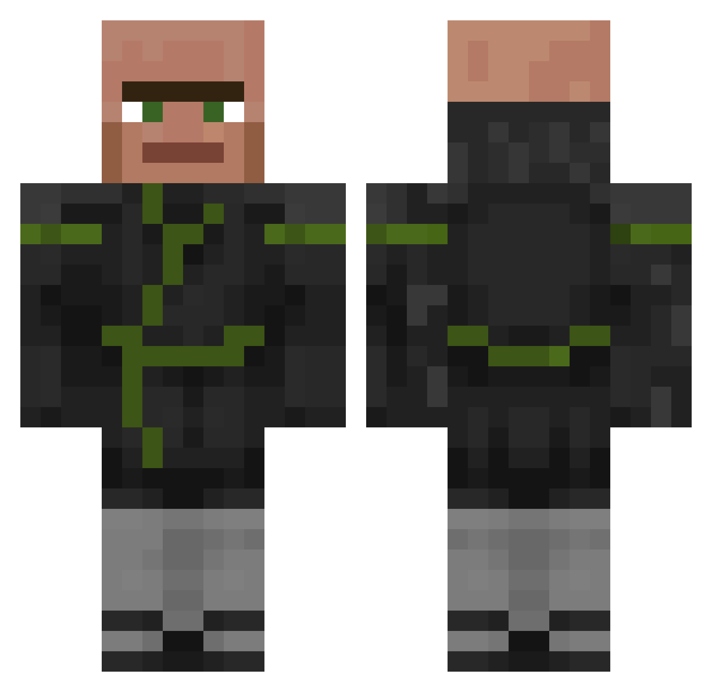 VillegerHD Minecraft skin, front and back view