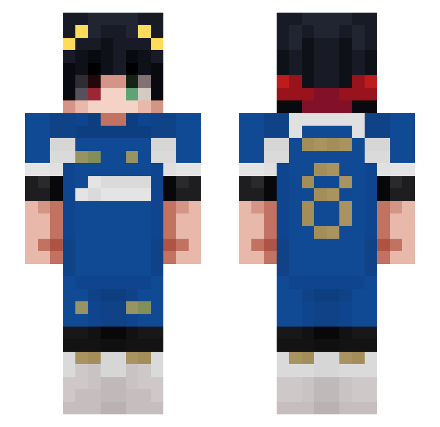 SigmaMaleFr Minecraft skin, front and back view