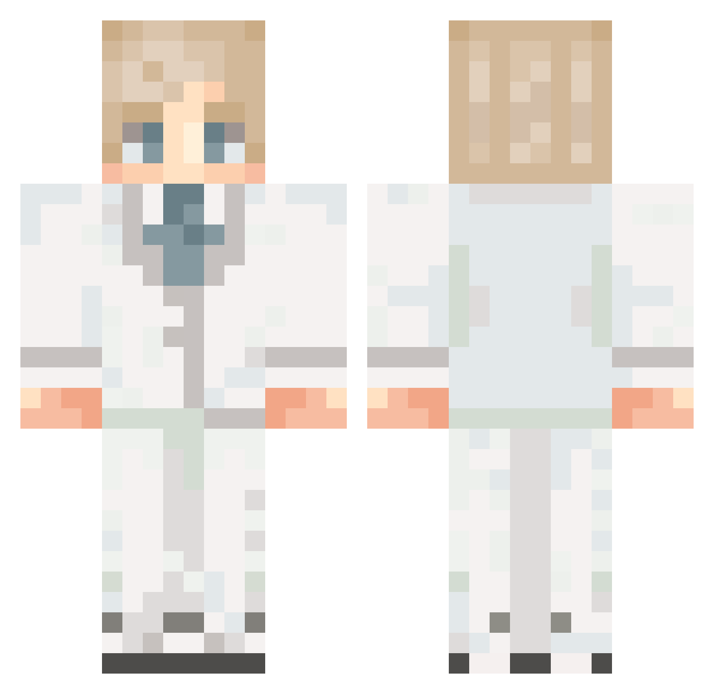 JustDevson Minecraft skin, front and back view
