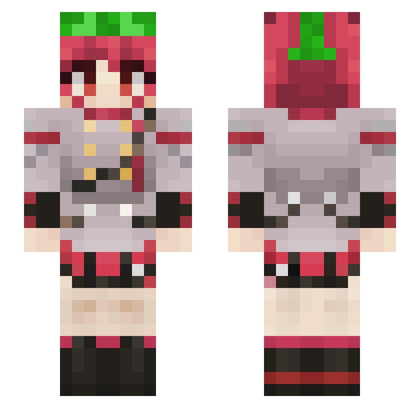 PoppiCans Minecraft skin, front and back view