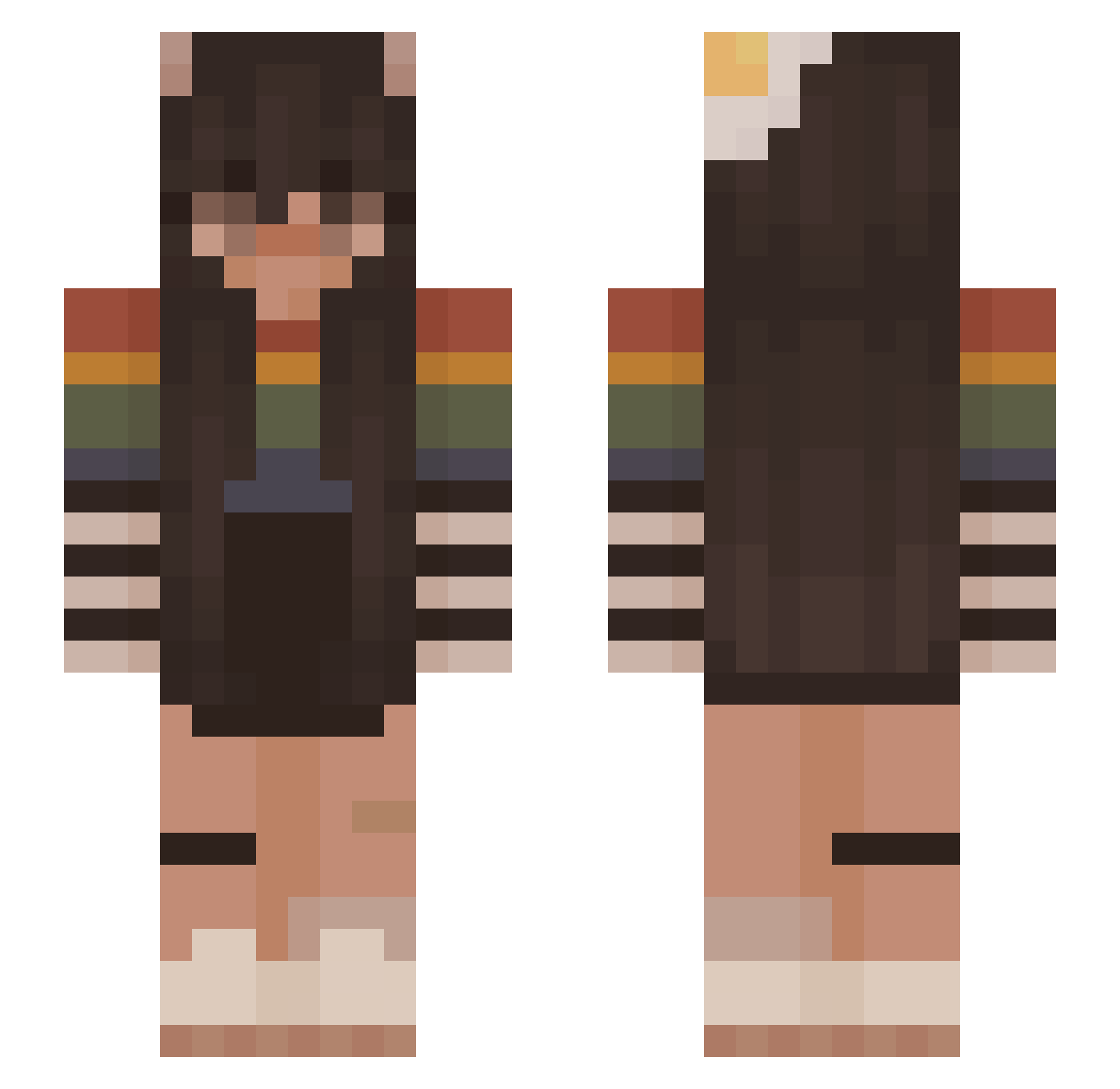 Aurora_so Minecraft skin, front and back view