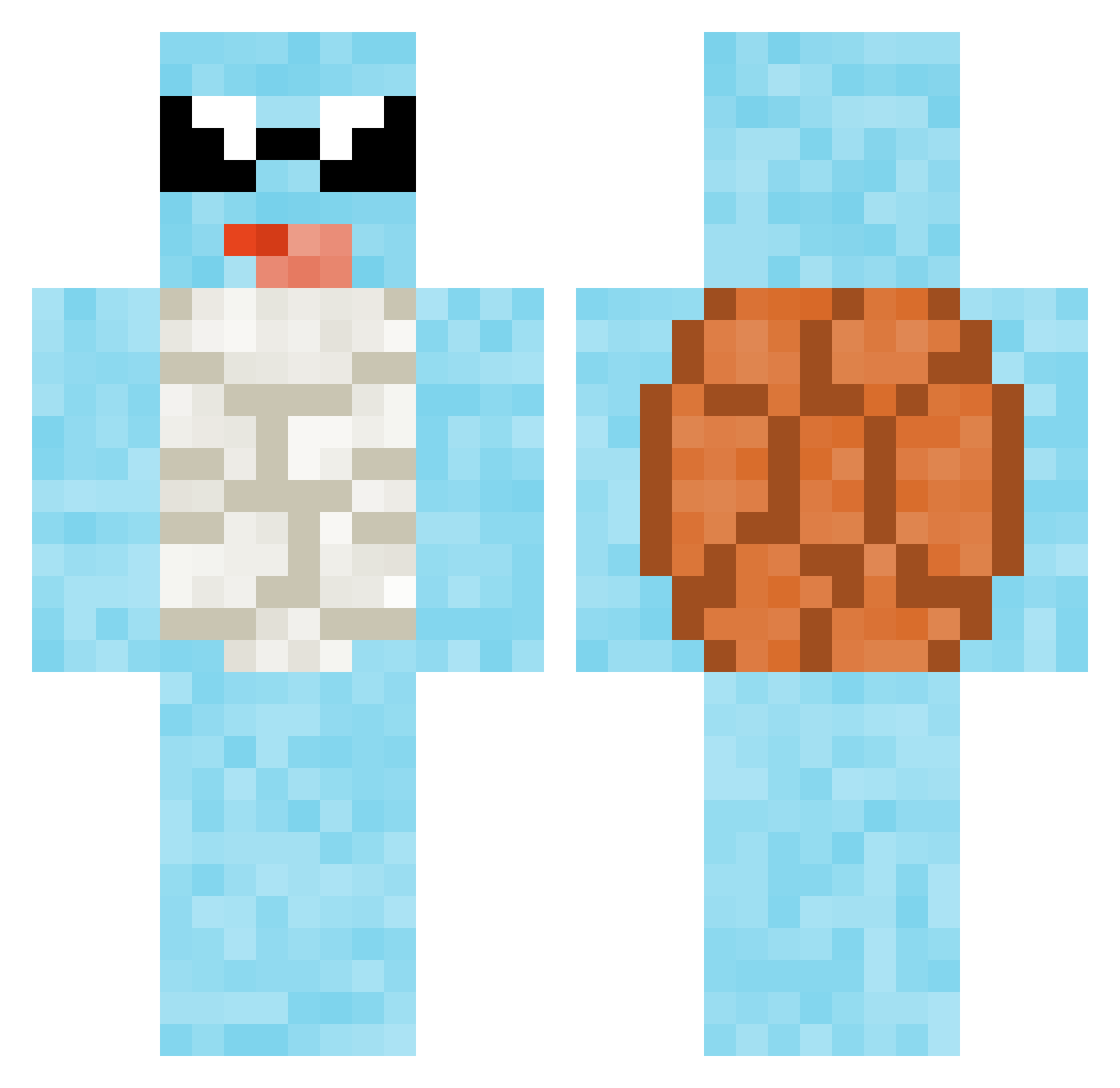 Tide_Foxy Minecraft skin, front and back view