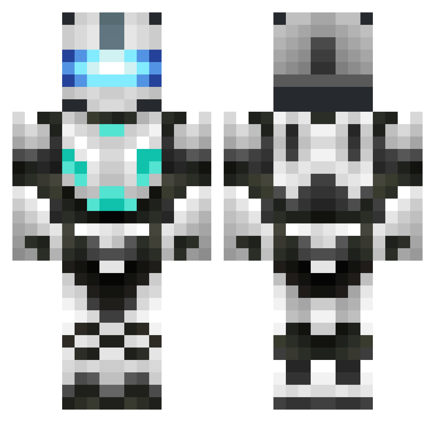 Inoculated Minecraft skin, front and back view