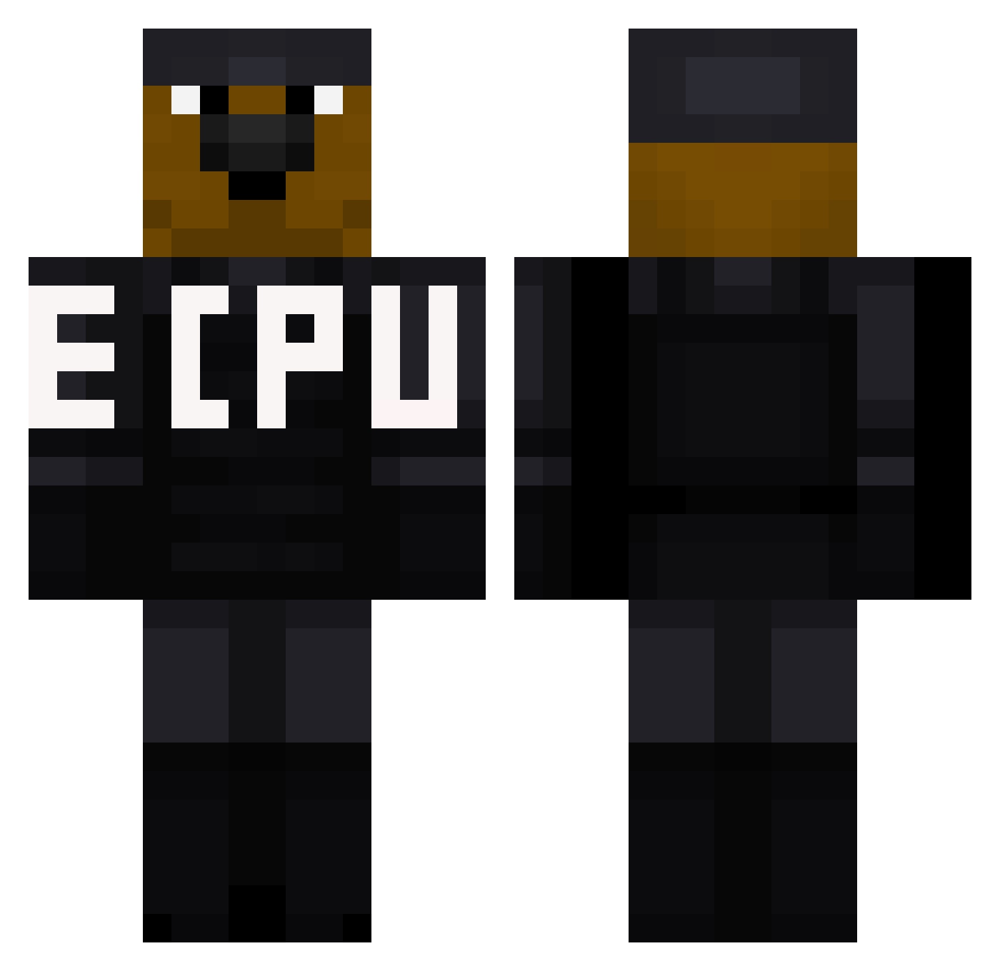 twitchpiotrus Minecraft skin, front and back view