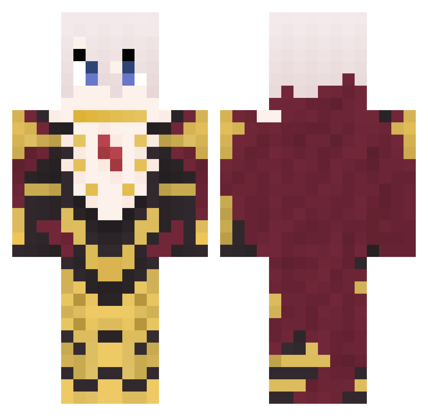 Poisson Minecraft skin, front and back view