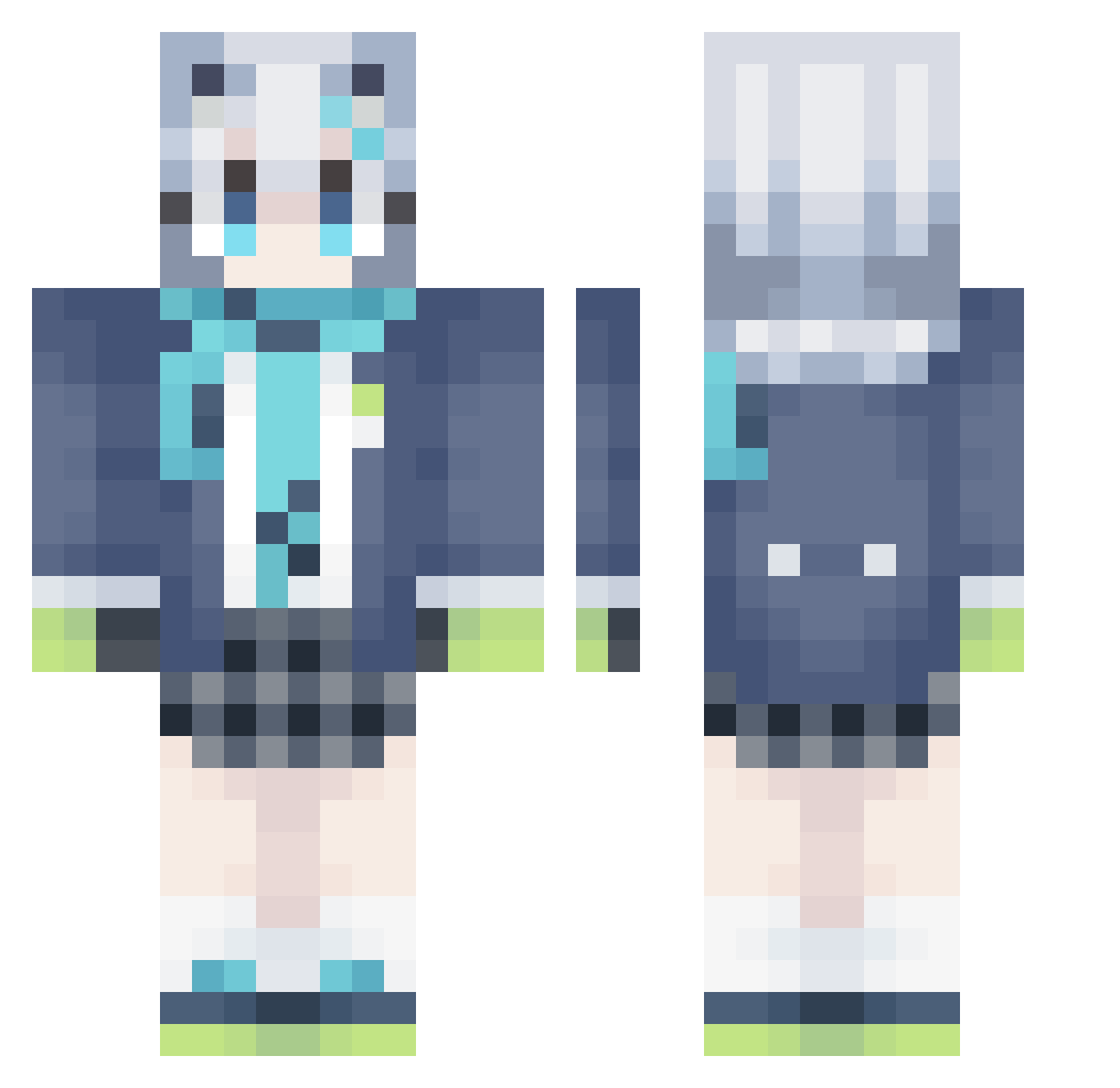 TsuteFu Minecraft skin, front and back view