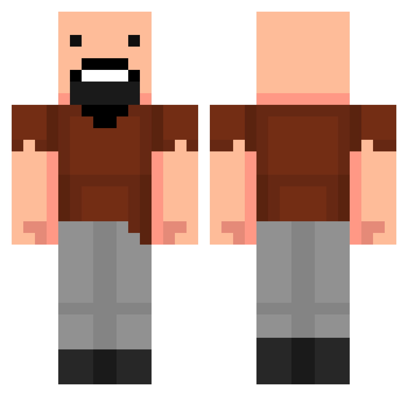 Glooms Minecraft skin, front and back view
