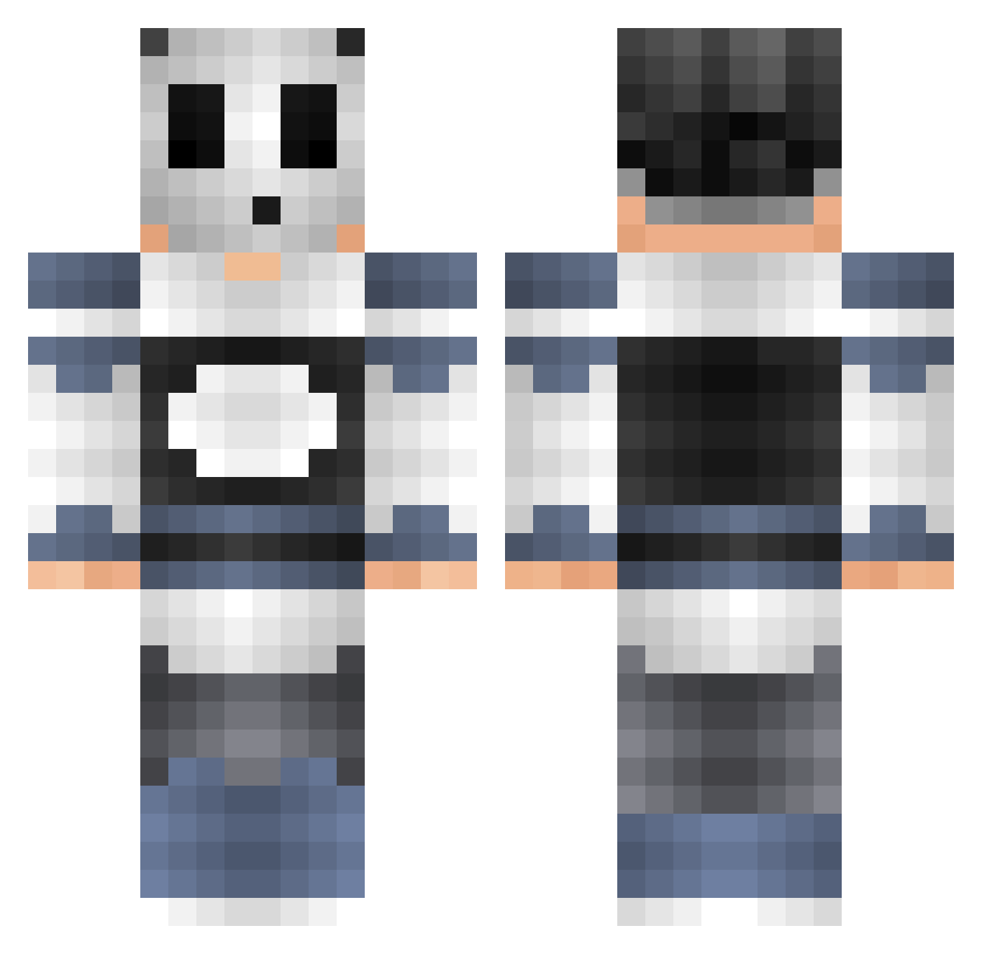 Mewtex Minecraft skin, front and back view