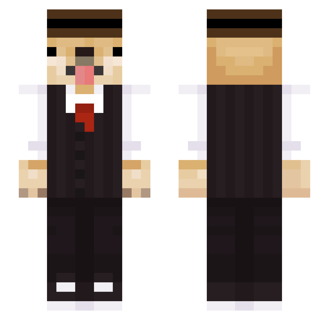 BramBE Minecraft skin, front and back view