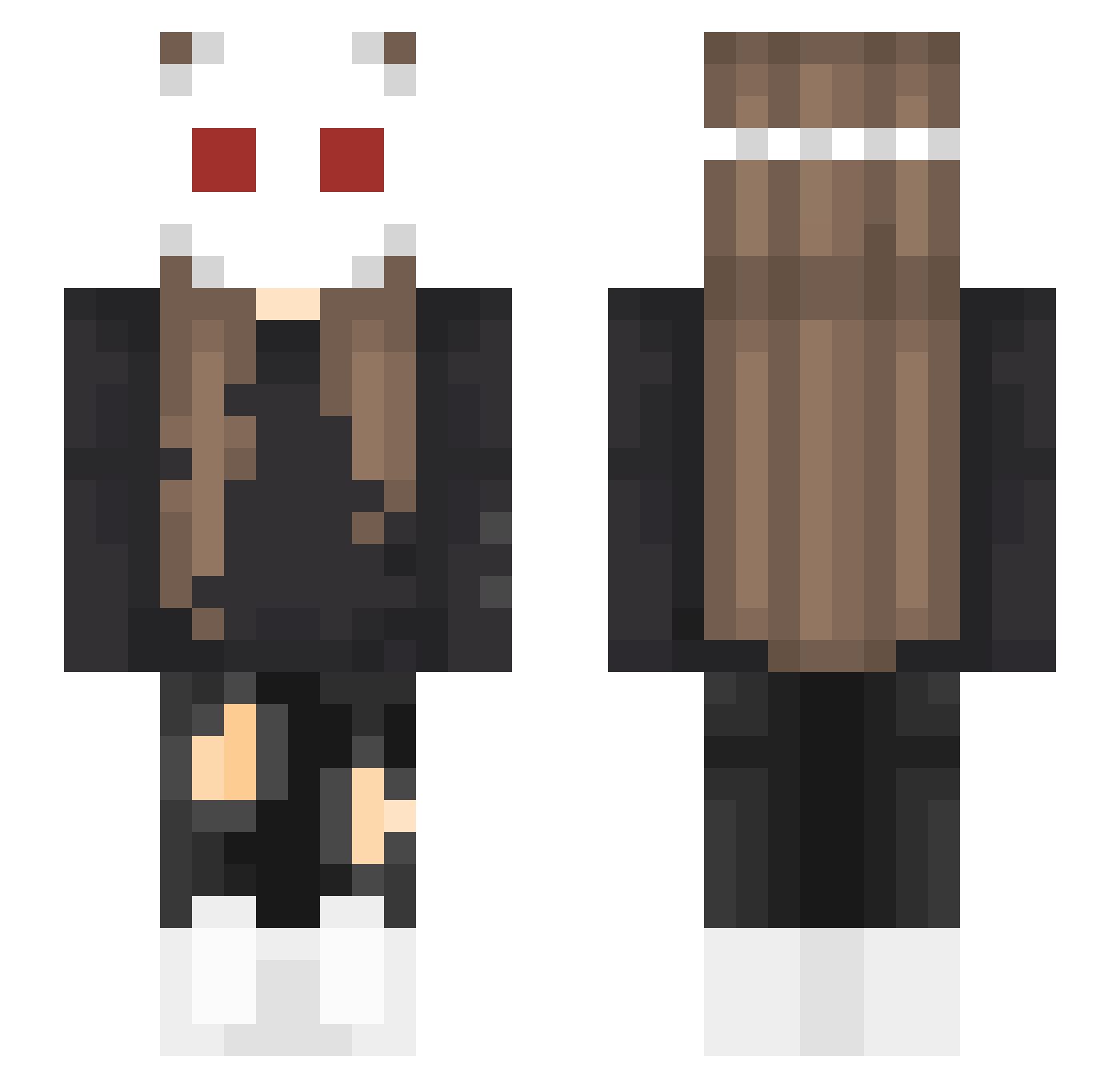 Popdop Minecraft skin, front and back view