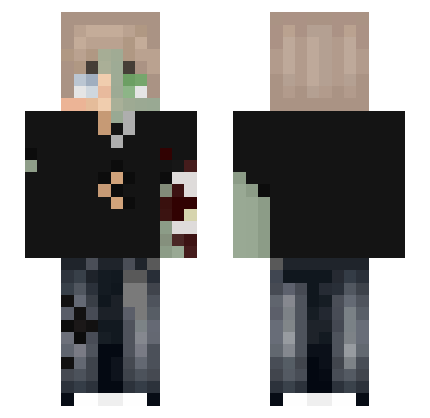 Taitos Minecraft skin, front and back view
